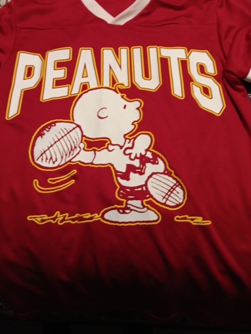 Peanuts Charlie Brown Football Jersey Graphics Shirt Preowned Size Small